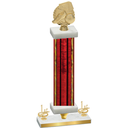 Premium Single Red Glacier First Place Soccer Trophy