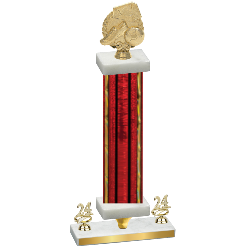 Premium Single Red Glacier Year Soccer Trophy