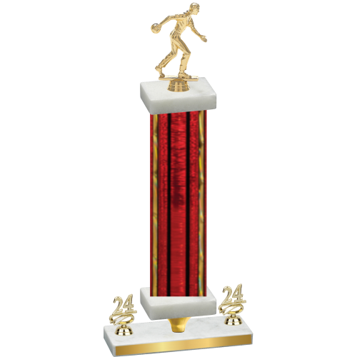 Premium Single Red Glacier Year Bowling Trophy