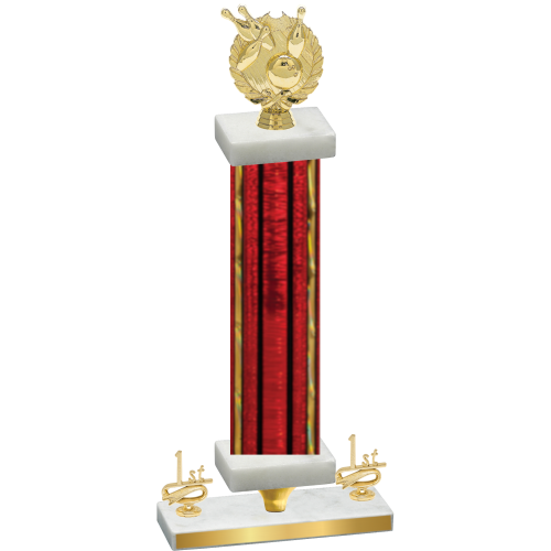 Premium Single Red Glacier First Place Bowling Trophy