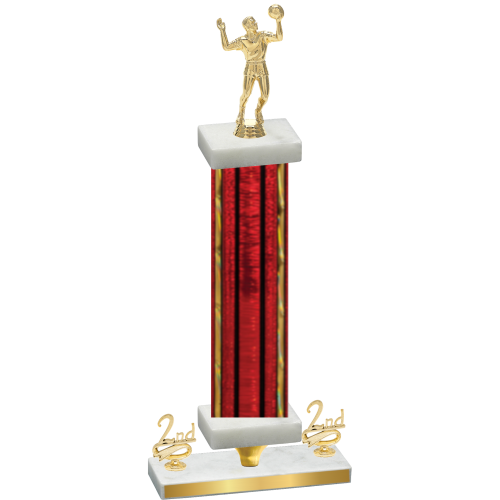 Premium Single Red Glacier Second Place Volleyball Trophy