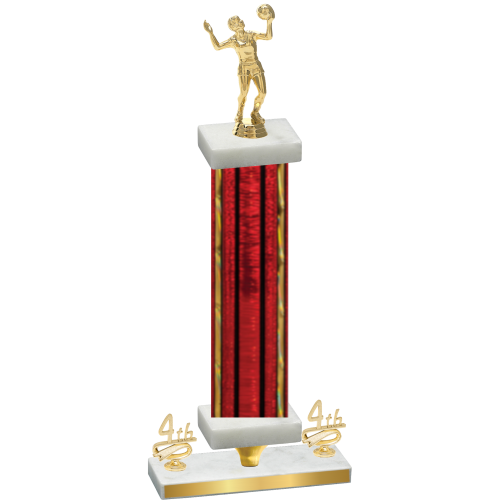 Premium Single Red Glacier Fourth Place Volleyball Trophy