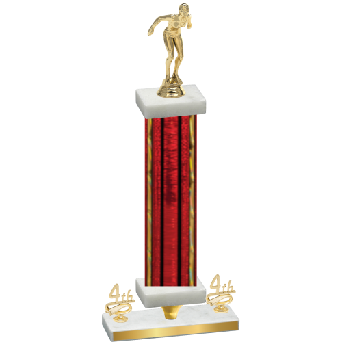 Premium Single Red Glacier Fourth Place Tennis Trophy