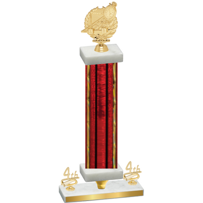 Premium Single Red Glacier Fourth Place Swimming Trophy