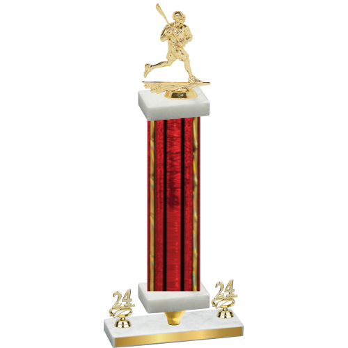 Premium Single Red Glacier Year Lacrosse Trophy