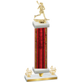 Premium Single Red Glacier Fourth Place Lacrosse Trophy