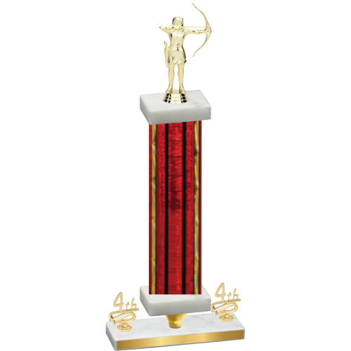 Premium Single Red Glacier Fourth Place Archery Trophy