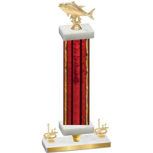 Premium Single Red Glacier First Place Fishing Trophy