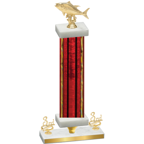 Premium Single Red Glacier Third Place Fishing Trophy