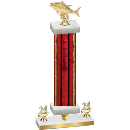 Premium Single Red Glacier Year Fishing Trophy