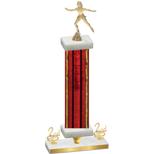 Premium Single Red Glacier Second Place Skater Trophy