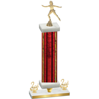 Premium Single Red Glacier Second Place Skater Trophy