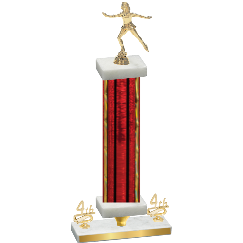 Premium Single Red Glacier Fourth Place Skater Trophy