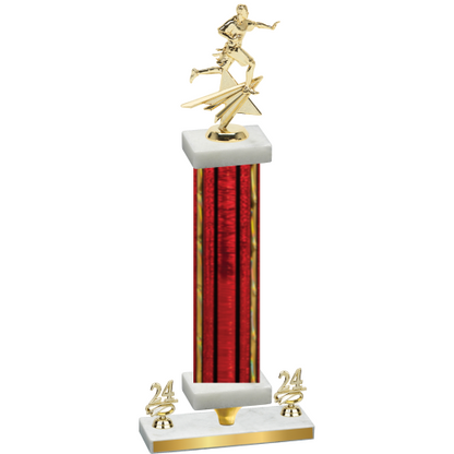 Premium Single Red Glacier Year Flag Football Trophy