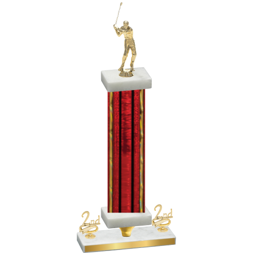 Premium Single Red Glacier Second Place Golf Trophy