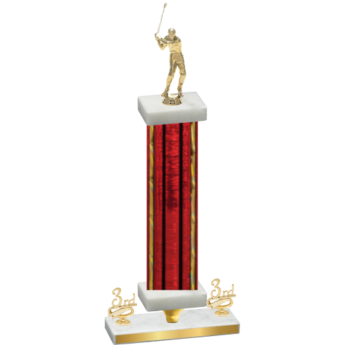 Premium Single Red Glacier Third Place Golf Trophy