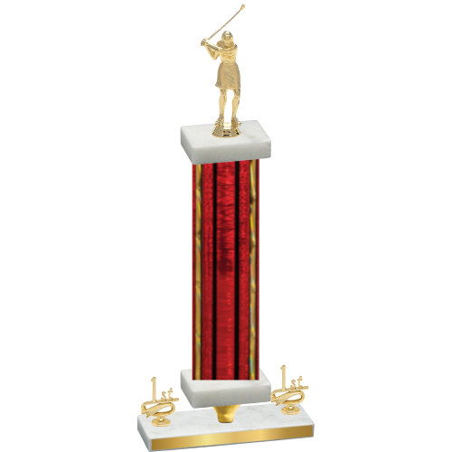 Premium Single Red Glacier First Place Golf Trophy