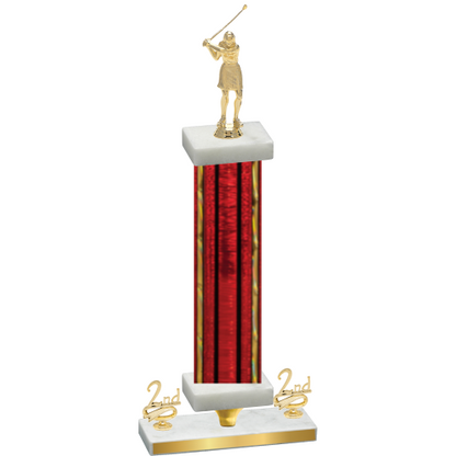 Premium Single Red Glacier Second Place Golf Trophy