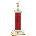 Premium Single Red Glacier Third Place Golf Trophy