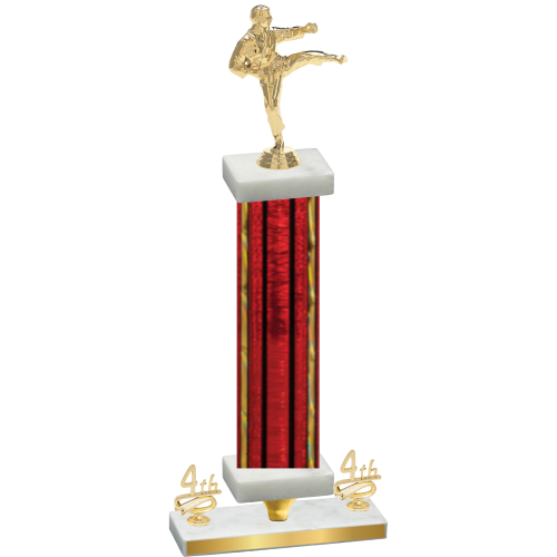 Premium Single Red Glacier Fourth Place Karate Trophy