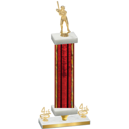 Premium Single Red Glacier Fourth Place Baseball Trophy