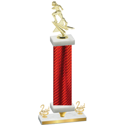 Premium Single Red Carbon Fiber Second Place Football Trophy