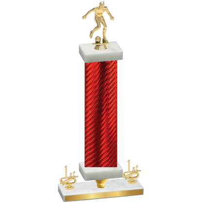 Premium Single Red Carbon Fiber First Place Soccer Trophy