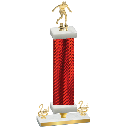 Premium Single Red Carbon Fiber Second Place Soccer Trophy