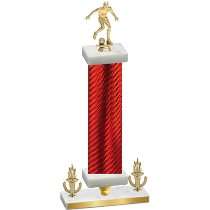 Premium Single Red Carbon Fiber Victory Soccer Trophy