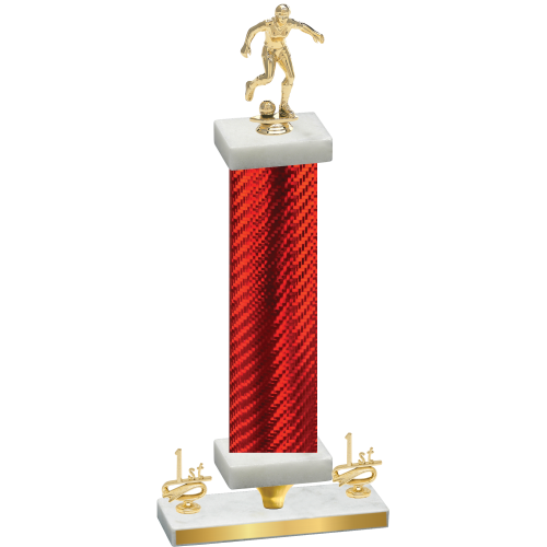 Premium Single Red Carbon Fiber First Place Soccer Trophy