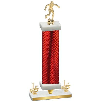 Premium Single Red Carbon Fiber First Place Soccer Trophy