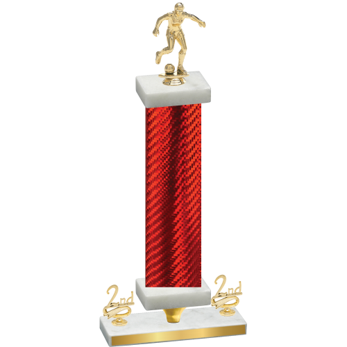 Premium Single Red Carbon Fiber Second Place Soccer Trophy