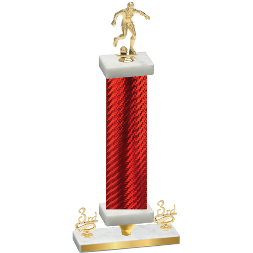 Premium Single Red Carbon Fiber Third Place Soccer Trophy