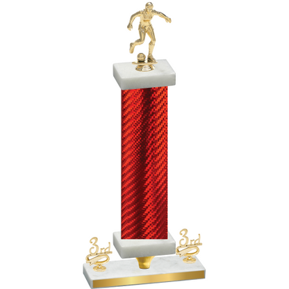 Premium Single Red Carbon Fiber Third Place Soccer Trophy