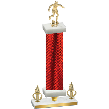 Premium Single Red Carbon Fiber Victory Soccer Trophy