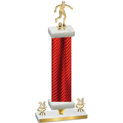 Premium Single Red Carbon Fiber Year Soccer Trophy