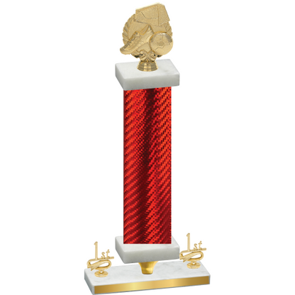 Premium Single Red Carbon Fiber First Place Soccer Trophy