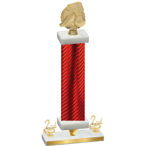 Premium Single Red Carbon Fiber Second Place Soccer Trophy