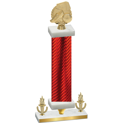 Premium Single Red Carbon Fiber Victory Soccer Trophy