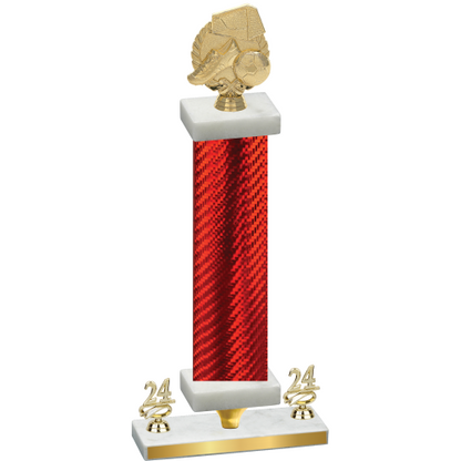 Premium Single Red Carbon Fiber Year Soccer Trophy