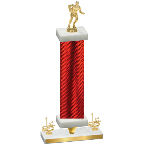 Premium Single Red Carbon Fiber First Place Rugby Trophy