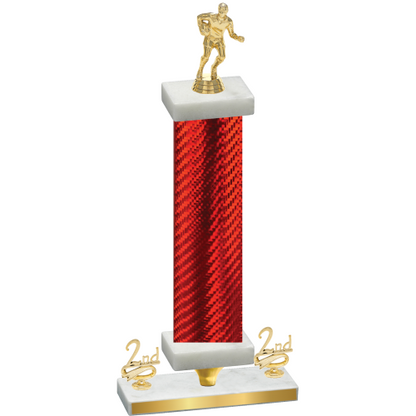 Premium Single Red Carbon Fiber Second Place Rugby Trophy