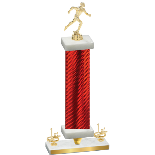 Premium Single Red Carbon Fiber First Place Running Trophy