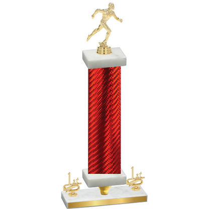 Premium Single Red Carbon Fiber First Place Running Trophy