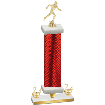 Premium Single Red Carbon Fiber Second Place Running Trophy