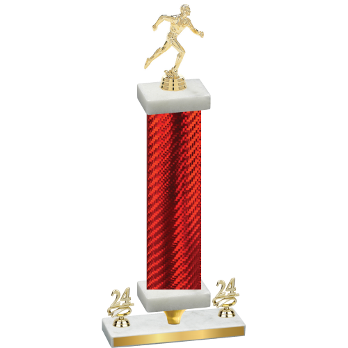 Premium Single Red Carbon Fiber Year Running Trophy