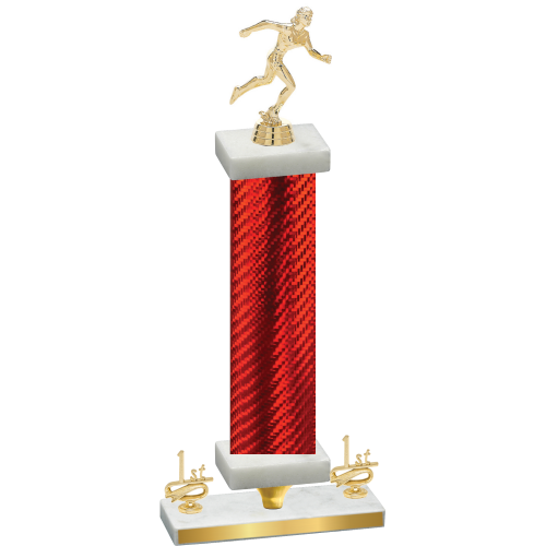 Premium Single Red Carbon Fiber First Place Running Trophy