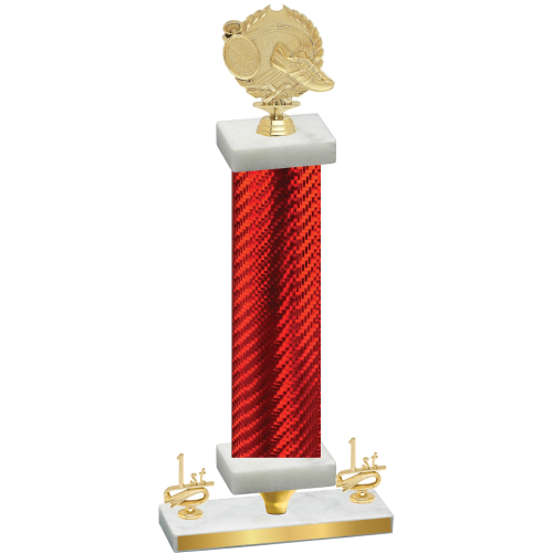 Premium Single Red Carbon Fiber First Place Running Trophy