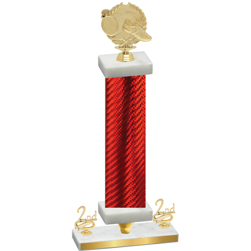 Premium Single Red Carbon Fiber Second Place Running Trophy