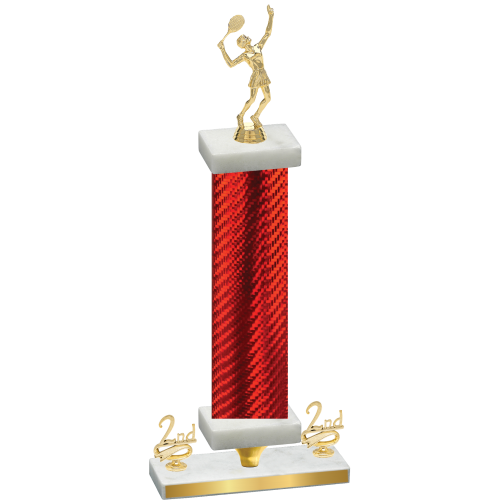 Premium Single Red Carbon Fiber Second Place Tennis Trophy